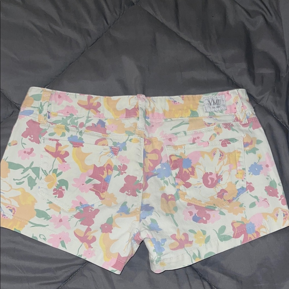 YMI Pink and Yellow Jean Shorts with Classic Fit